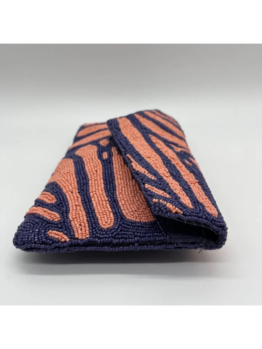 On 34th Beaded Pink and Blue Envelope Clutch Bag